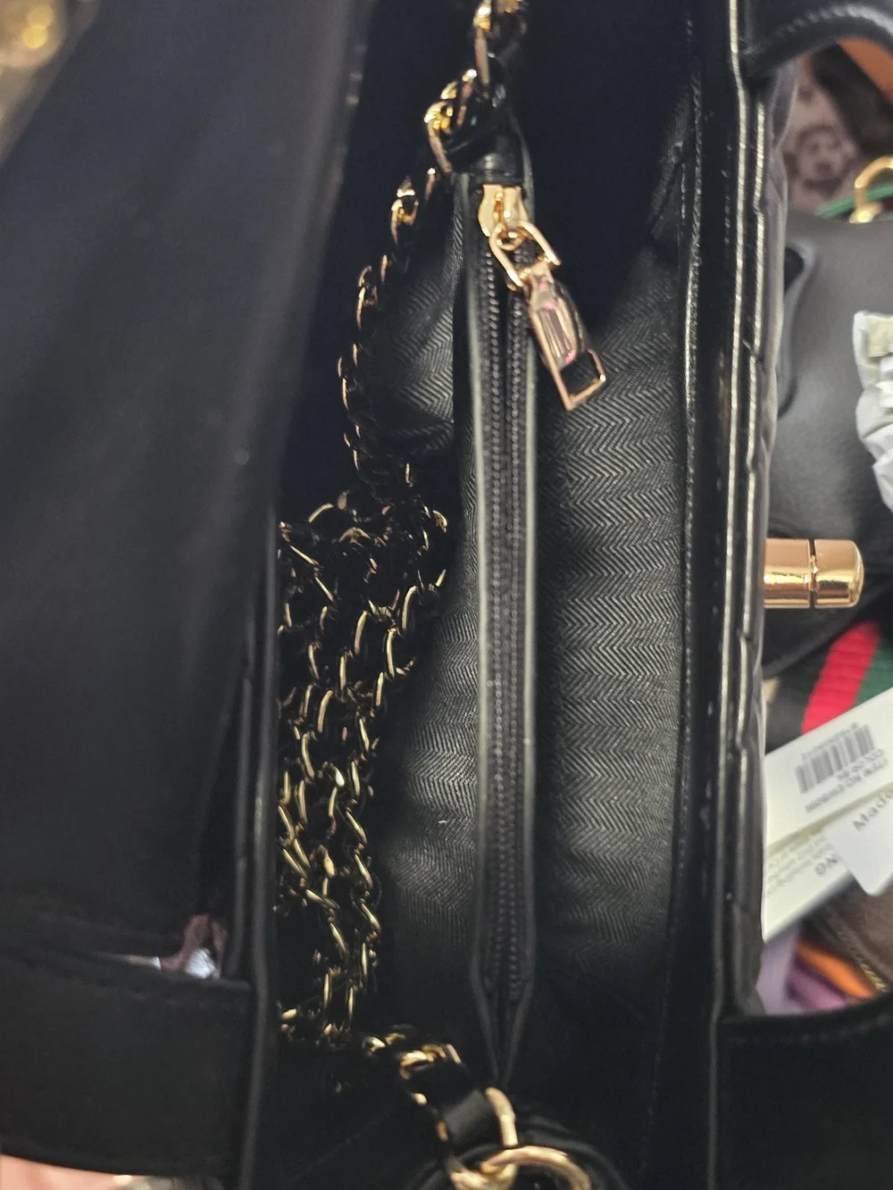 Quilted Top-Handle Bag in Black with Gold Hardware
